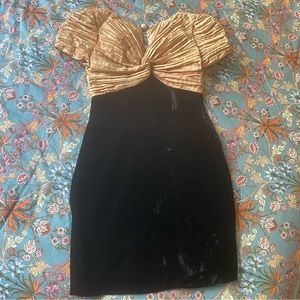 Vintage Gold and Crushed Velvet Dress